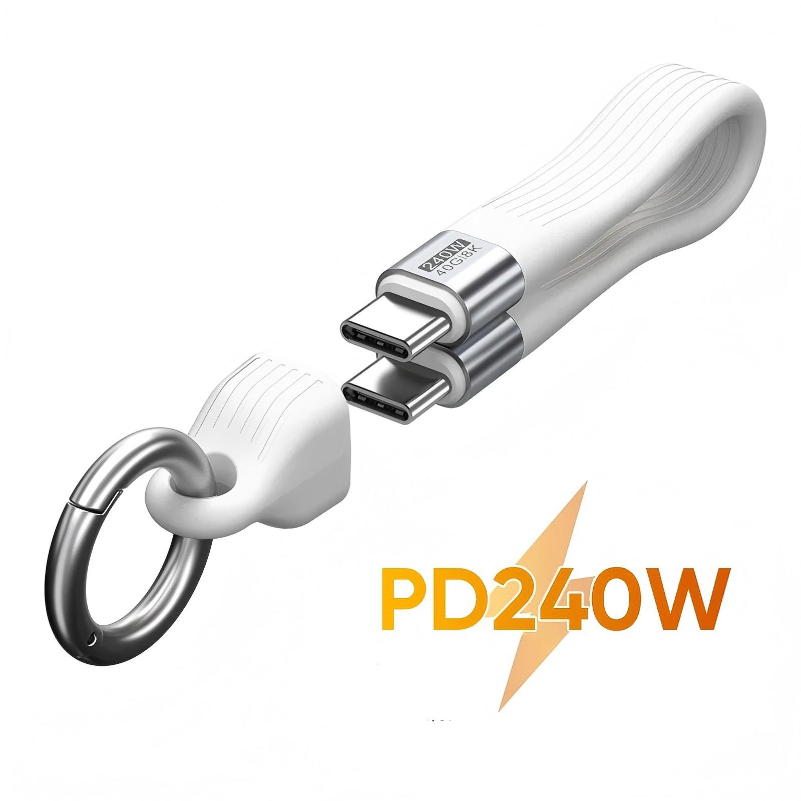 

NNBILI 240W PD3.1 Type C Fast Charging Cable USB C to Type C Data Cord Protable Keychain For iPhone 16 15 Pro Max Xiaomi 14 POCO белый