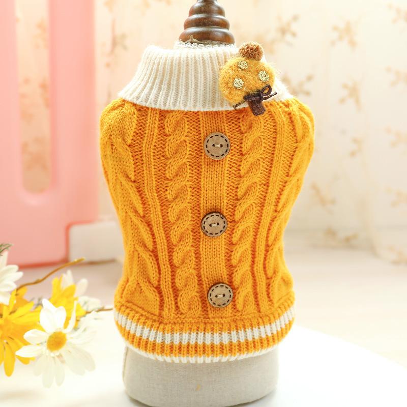 Dog Pet Clothes Cat Classic Knited High Collar Sweater  Sweet Colorful Pet Winter Warm Clothes Puppy Kitty Two-legged Clothing