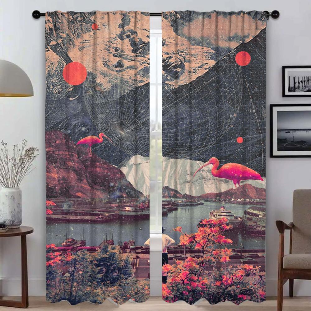 Subject-free Partition Home Interior Curtains for Camera Elegant Room Curtains 2 Pieces Blackout Curtain Shades Living Kitchen