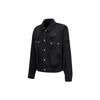 Li Ning Heart Print Polo Collar Single Breasted Long Sleeve Denim Jacket Unisex Jacket Black AJDT069-2