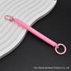 Multicolor Retractable Elastic Cord ID Holder Lanyard with Alloy Ring and Spring Chain