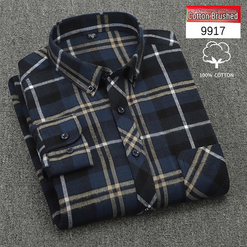 

2024 Мужская модная рубашка в британском стиле с длинными рукавами из матовой ткани в клетку XXL