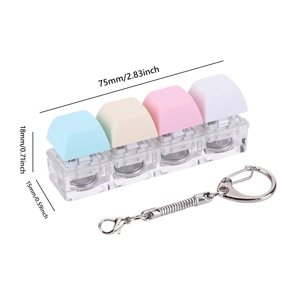 4 Keys Keyboard Fidget Toy Keychain Decompression Toys with LED Light Keyboard Clicker Toy DIY Button Stress Relief for Adult