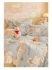 Floral Cartoon Milk Velvet and Lambswool Blanket Set - Thickened, Multifunctional Sofa Cover.