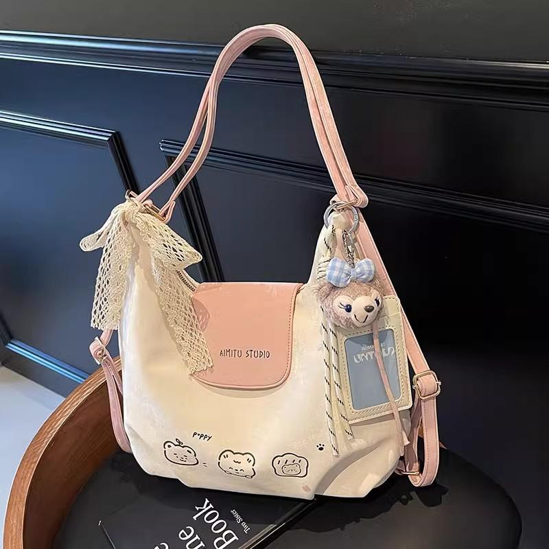 Tote bag 2025 new autumn and winter women's bag, large capacity, cute shoulder bag for commuting, versatile large backpack