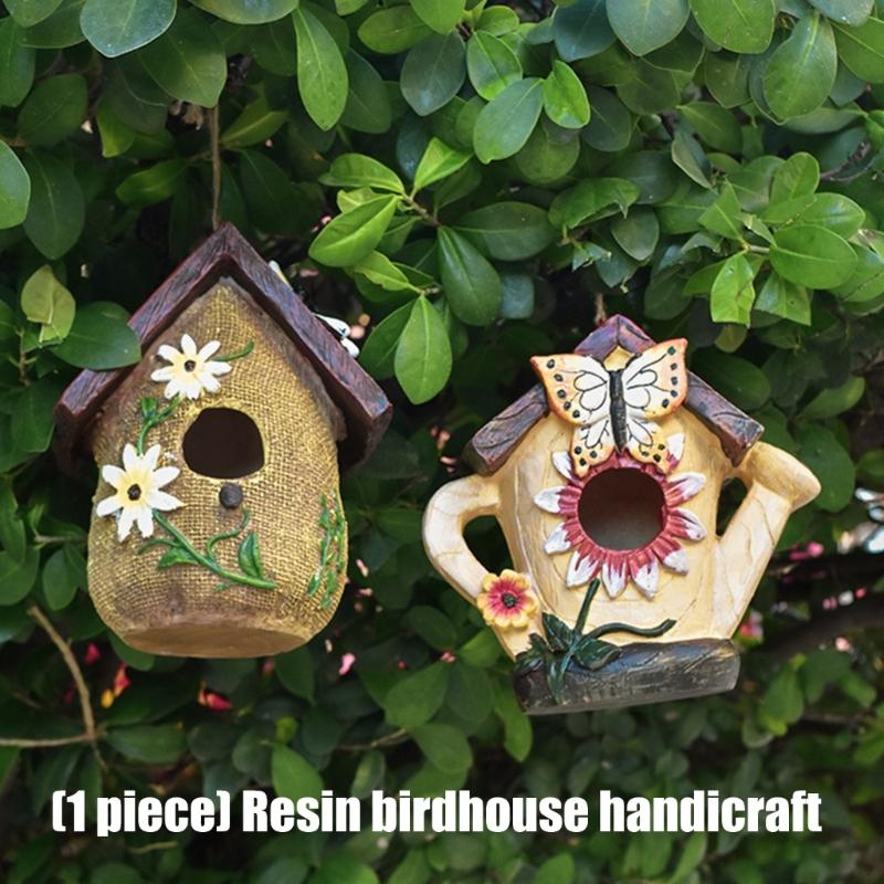 Wild Bird Nest Craft Decors Hanging Bird House For Outdoor Garden Yard Patios Decoration Weather Proof Bird Shelter