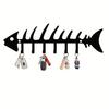 Fish Skeleton Design Metal Wall Hook Powder Coated Easy Install Key Storage Decorative Wall Mounted Organizer for Home Office