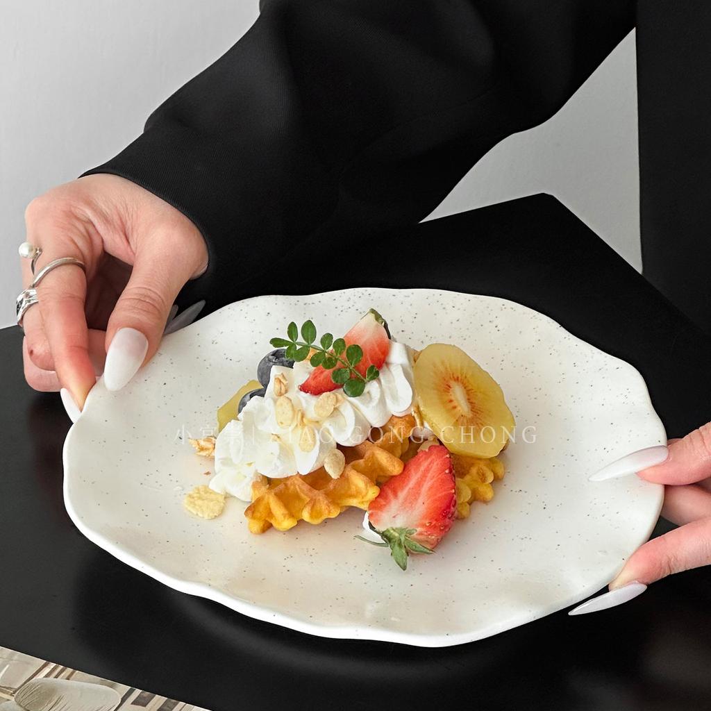 BRIrregular Lotus Leaf Ceramic Dessert Plate Porcelain Plate Western Tableware Cake Tray Dishes and Plates Dinner PlatesEY