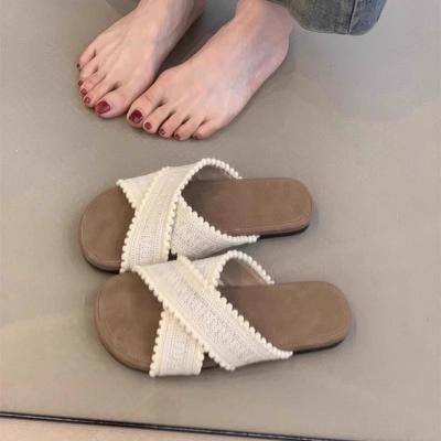 Flat Sandals Girl 2025 New Summer Retro Ethnic Fairy Evening Breeze Bohemian Beach Outside Slippers