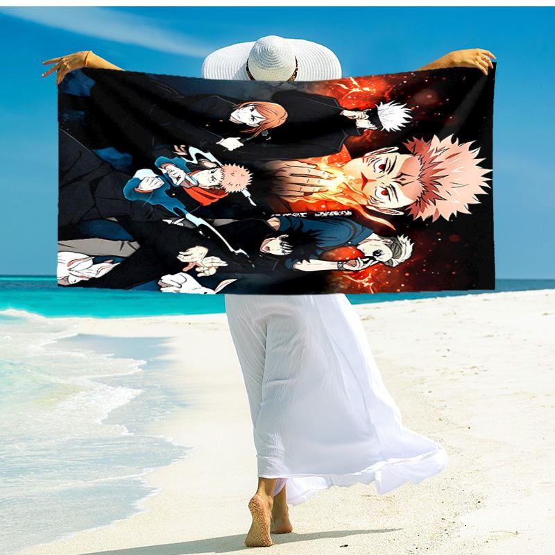 1 pieza Toalla de playa de Héroes de Anime Potentes, Toalla de playa absorbente de secado rápido, Toalla de playa para deportes al aire libre y natación, Suave y cómoda Y7221