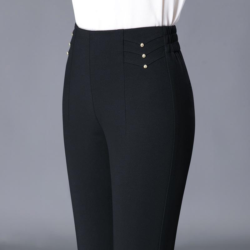 

Spring 2025 Elastic High Waist Flare Pants - Slim & Drapey for Middle-Aged Moms Size 33 / 145-155 lbs чёрный