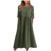 Damen Sommer Farbe Rundhals Halbarm Langes Farbe Kleid Lässig