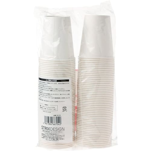 Strix Design Paper Cups, 100-Piece Set, White, 160ml Capacity, Disposable, Commercial Use, Slightly Smaller, Suitable for Hot and Ice Drinks, DR-505