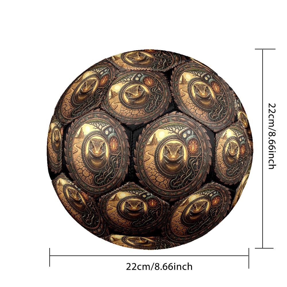 Steampunk Lizard Emblem Round Football Size 5 Adult Ball Suitable for Training Matches and Outdoor Team.