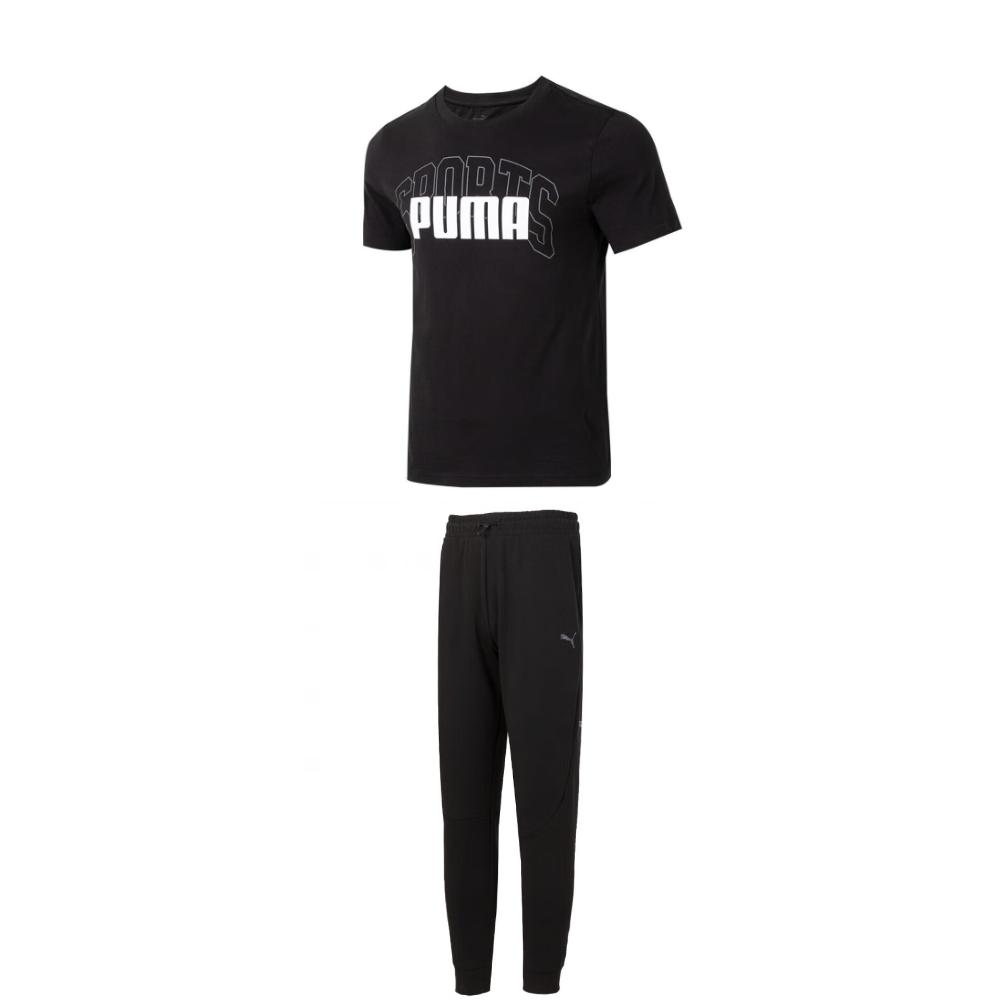 

Puma Breathable Short Sleeve Crew Neck Pullover Knit Jogger Set Men sets 630560-01+684197-01 M