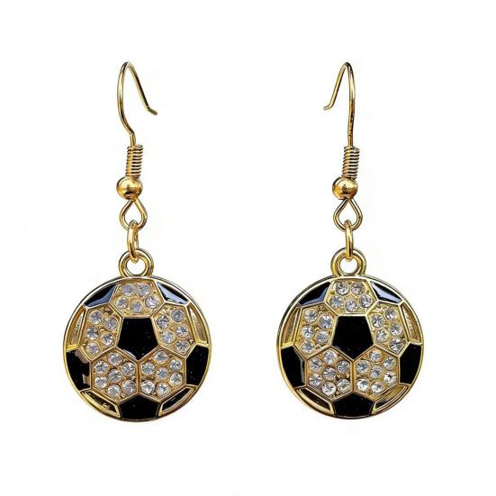 

1 Pair Hook Earrings Rhinestone Inlay Football Theme Design Drop Earrings Sports Style Jewelry Gift Everyday Wear A