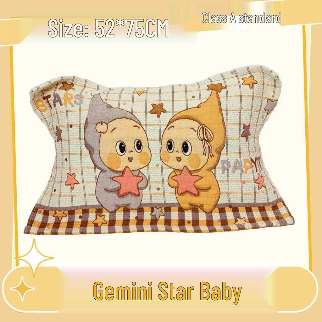 Cartoon Cotton Gauze Pillowcase Set: Soft, Breathable, Sweat-Absorbent Pillow Covers.