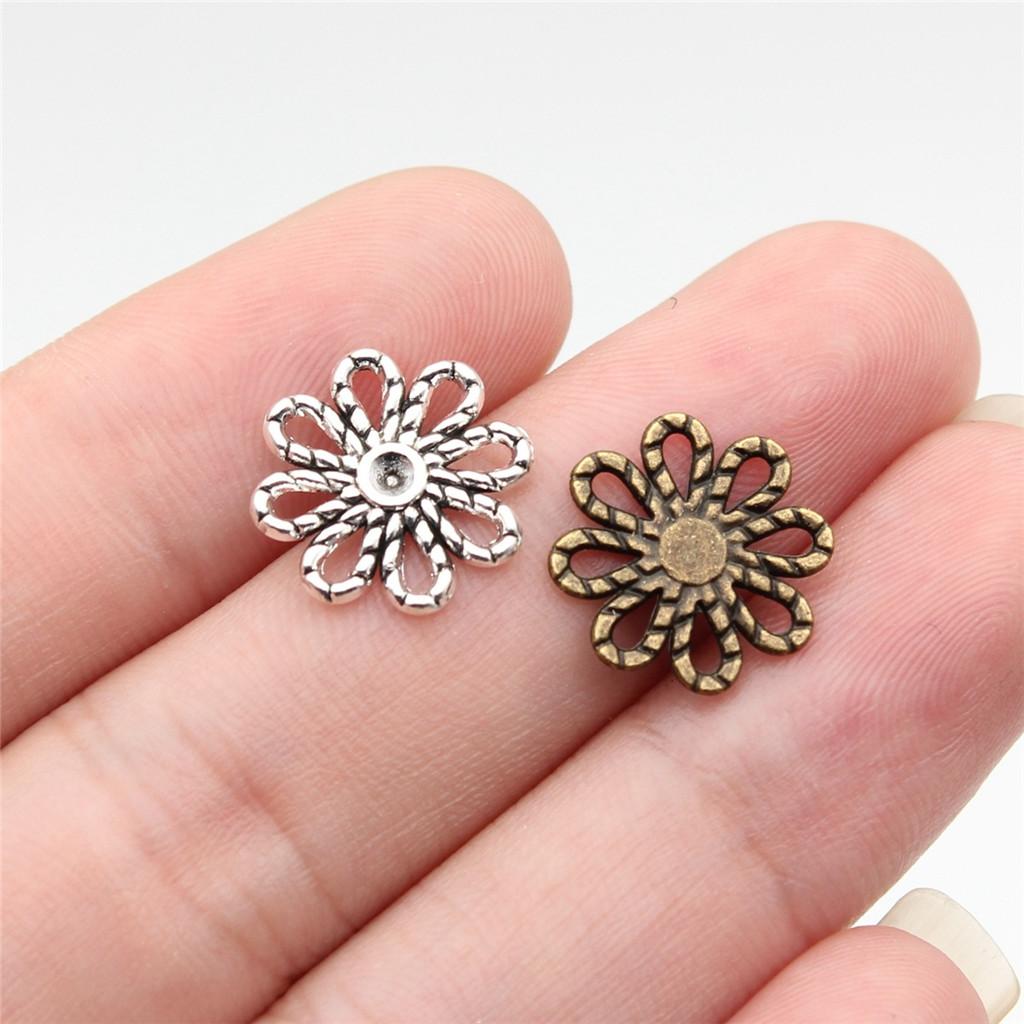 Connettori Fiore a Lavoro Aperto Gancio per Ciondolo Colore Bronzo Antico Creazione Gioielli Accessori Fatti a Mano Connettori per Ciondoli
