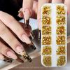 12-Fächer Gold & Silber Perlmutt Metall Nagelkunst Dekorationen