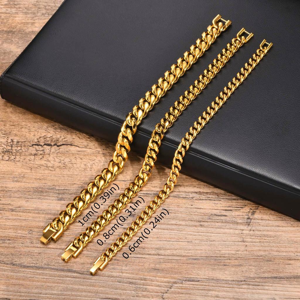 Stainless Steel Golden Silver Color Cuban Chain Bracelet Fashion Hip Hop Bracelet  Women's Jewelry Party Gift 18/20/21/22/23CM
