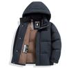 Mens Winter Down Jacket Stand Collar Detachable Hood Thick Warm White Duck Business Casual