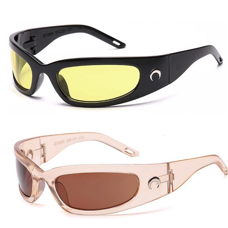 1/2pcs Trendy Designed Moon Rectangular Sunglasses Women Men Outdoor Cycling Sports Sunglass Vintage Hip Hop Punk Sun Glasses