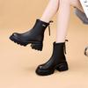 Women's 2025 Leather Chelsea Ankle Boots: Slimming, Thick Sole, Height-Boosting, Back Zipper, Fashionable Martin Style.