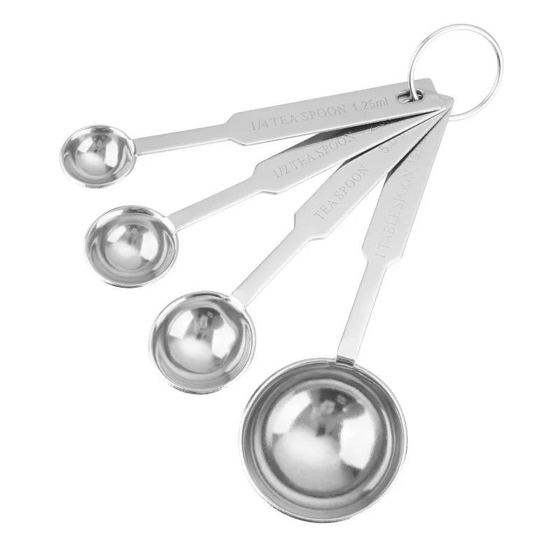 4Pcs Mini Measuring Spoon Set Stainless Steel Stackable Tea Coffee Measure Scoop Seasoning Measuring Tools Kitchen Baking Gadget