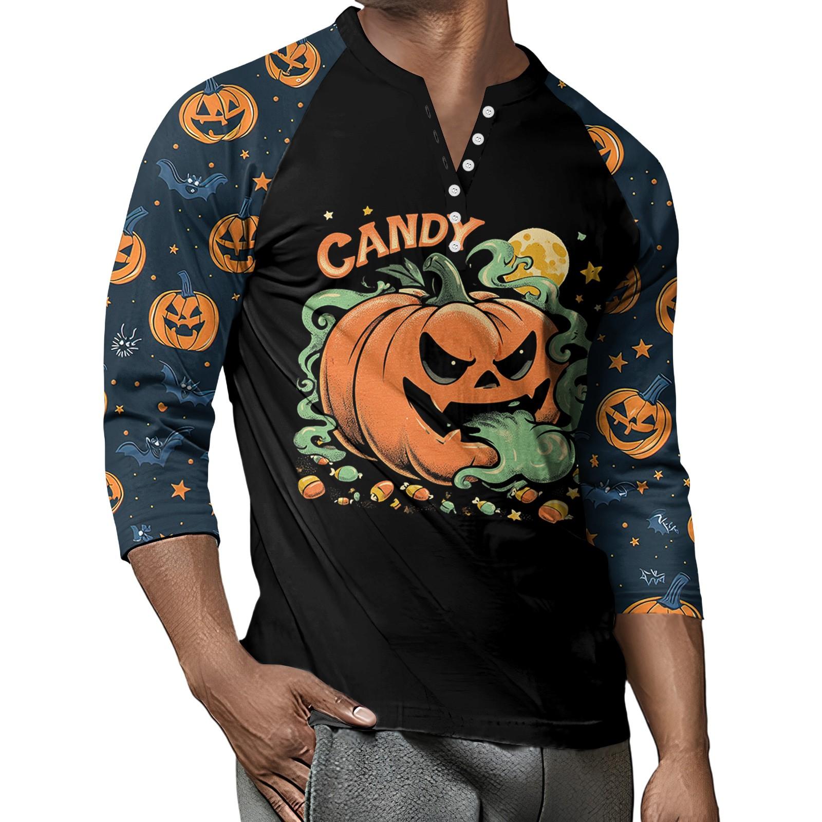 

Мужской контрастный топ реглан на пуговицах с рукавом 3/4 XXL