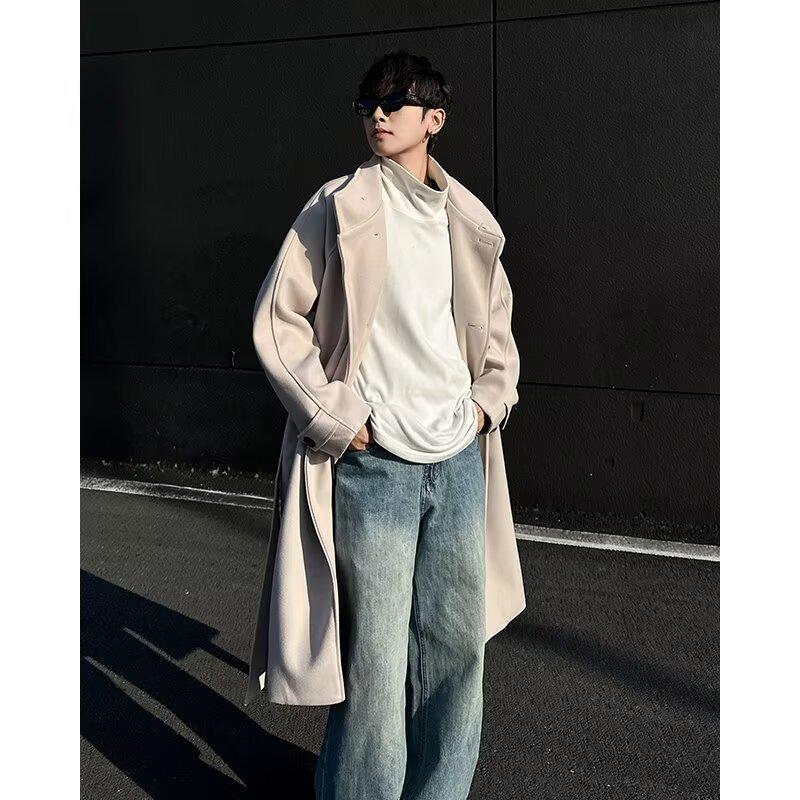 High Street Style Woolen Coat for Men and Women - Loose Mid-Length Korean Over-the-Knee Trench for Autumn/Winter