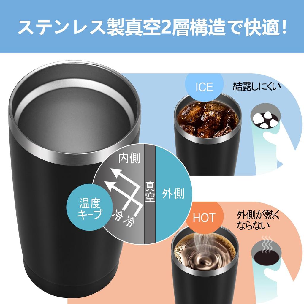 Livole Edelstahl-Vakuumisolierter großer Doppelbecher, Lieferung ohne Lieferung mit schwarzem Becher, Becher, kälte-/wärmeisoliert, 600 ml, Fassungsvermögen, doppelwandig,