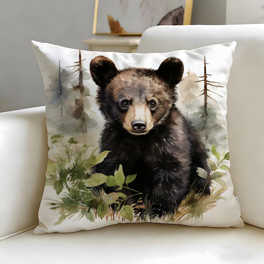 classic art theme Honey Bear Painting Cushion Cover Soft EasyWash Pillow Case Versatile for Couch Bed Travel and Office