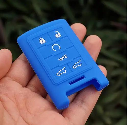 Silicone Rubber Key Cover Case Shell for Cadillac CTS ATS 28T CTS-V Coupe SRX Escalade Keys 6 Buttons Key Case