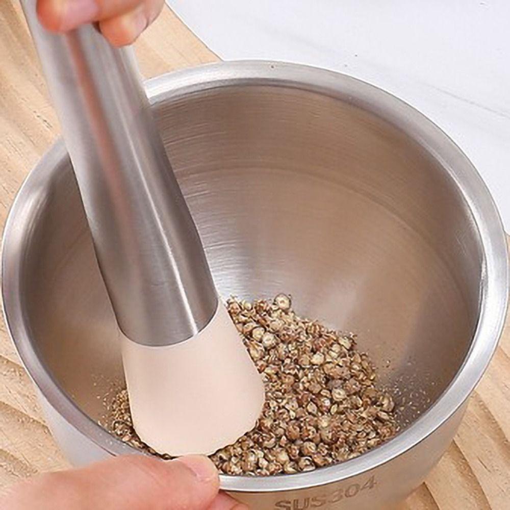 Large Capacity Garlic Masher 304 Stainless Steel Mortar Grinding Bowl Garlic Mashing Pot  Baby Food