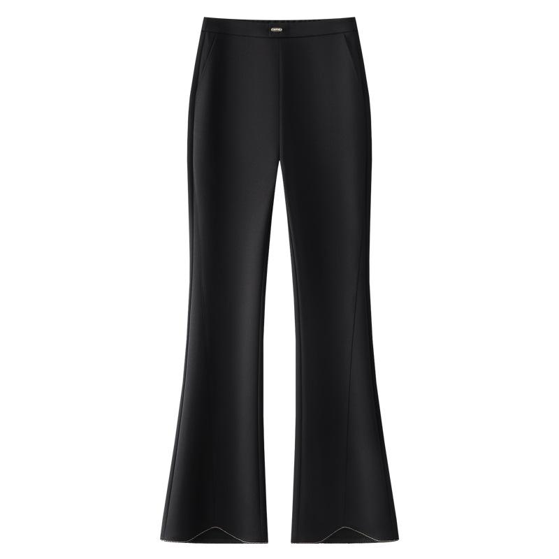 Women's Black Flared Pants - Spring 2025 High Waist Slimming Trousers