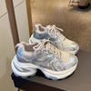 Thick-soled silver dad shoes spring and summer new breathable heightening ins trendy casual sports shoes
