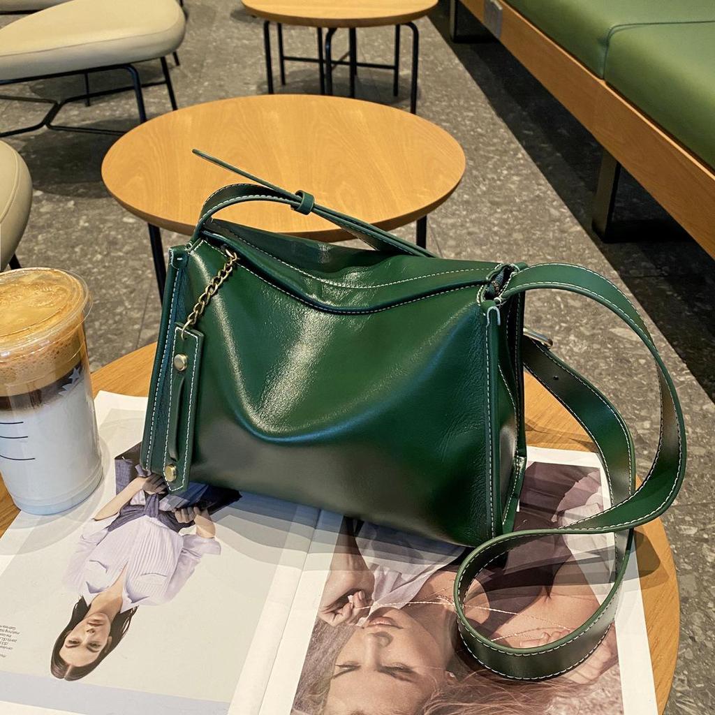 Baidi Damen Retro Leder Schultertasche - Weiches Rindsleder Kissen-Design für den Weg zur Arbeit