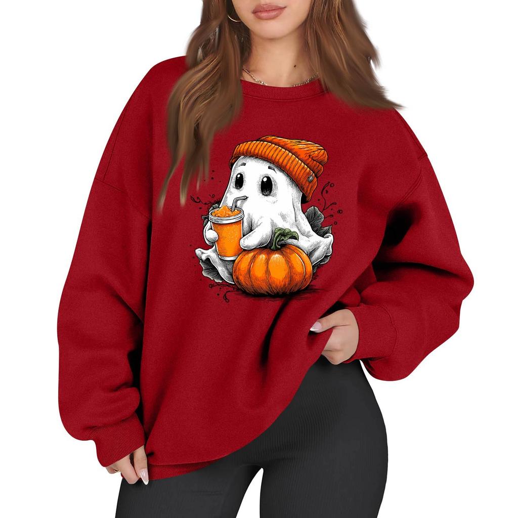 Women's Casual Fashion Long Sleeve Printed Round Neck Sweatshirt Top