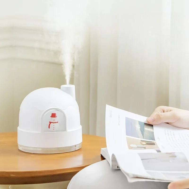 Snow House Humidifier Night Light - USB Quiet Mini Cute Desktop Air Purifier, Atomizer for  Home Office &  Gift  Giving