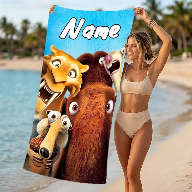 Personalisierbare Strandtücher mit Designs zum Thema Ice Age – Die Entstehung der Dinosaurier. Geeignet für den Strand, Yoga, Sport.;ideal als Strandzubehör