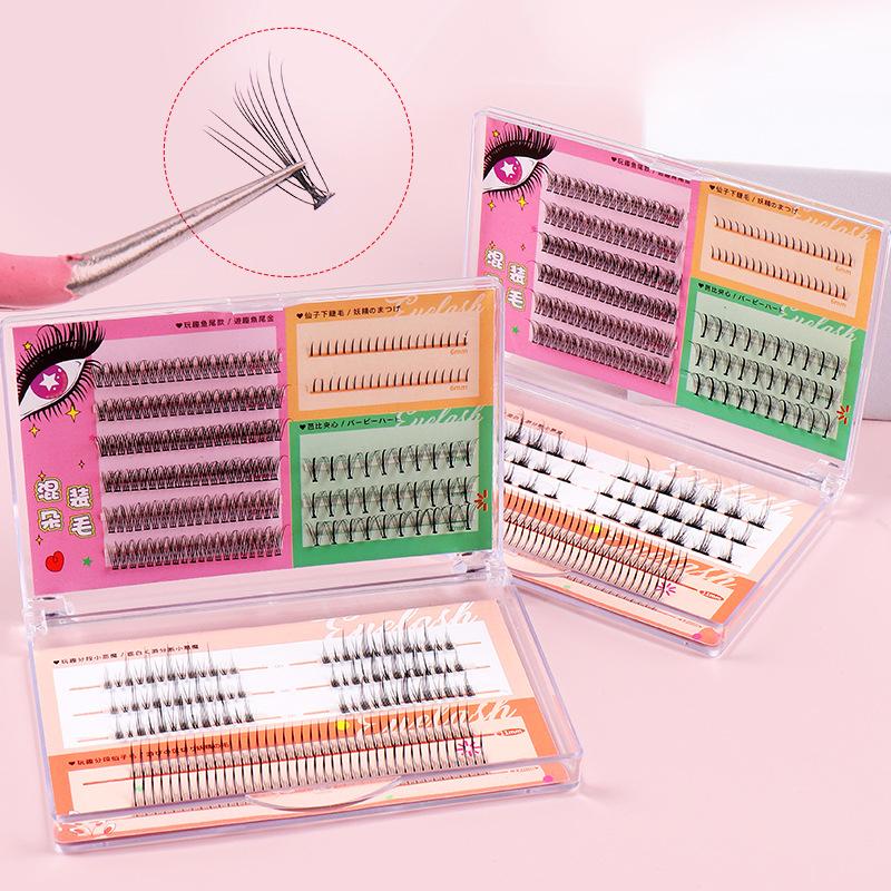 Thick Diy Fun Plate Lazy Single Cluster False Eyelashes Combination Fairy Hair Self-Adhesive Fishtail Comic Eyelashes