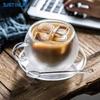 JUSTINLAU 150/300ml Double-layer Glass Cup Transparent with Handle Heat Resistant Coffee Cup & Saucer Milk Juice Water Cup Gift