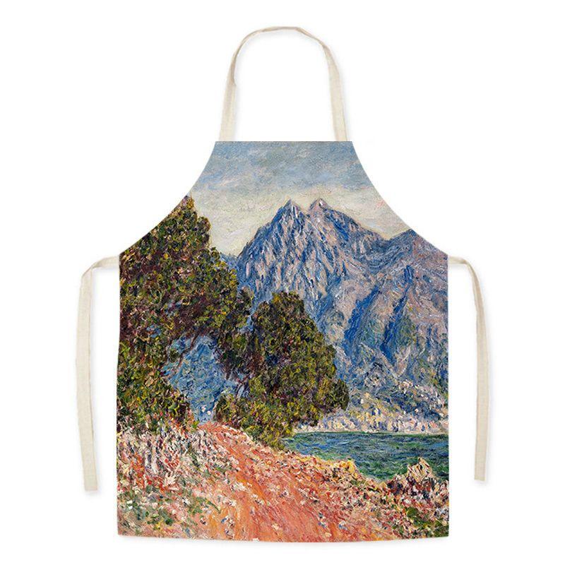 Monet Art Oil Painting Art Student Literary Apron Mori Studio Adult Sleeveless Kitchen Work Waist Bib
