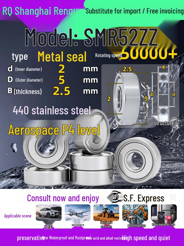 High-Speed Mini Micro Bearings Set: 440 Stainless Steel, 4 Models, 3 Bearings Each, Inner Diameter: 1, 2, 5, 6, 7, 8, 9, 10, 12mm