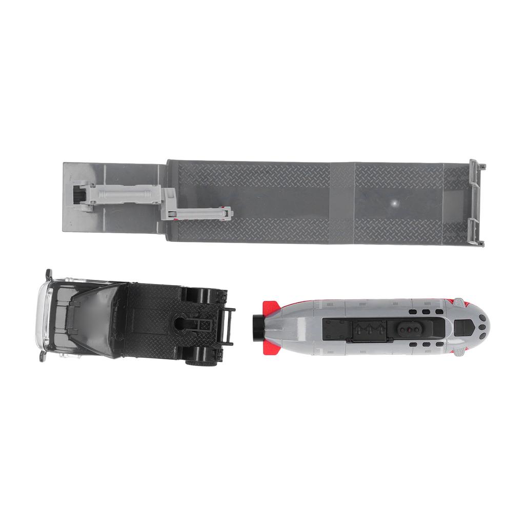 Alloy Semi Flatbed Trailer Truck Toy with Submarine Educational Realistic Construction Vehicle