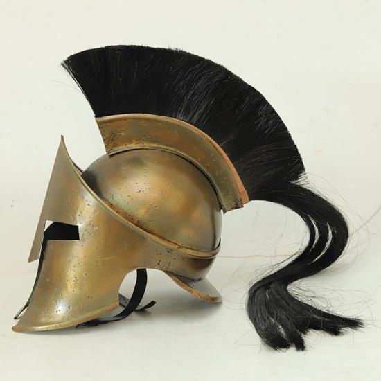Spartan Warrior Helmet with Black Crest Wearable Bronze Helmet Greek Corinthian Armor Medieval Cosplay Prop Gift