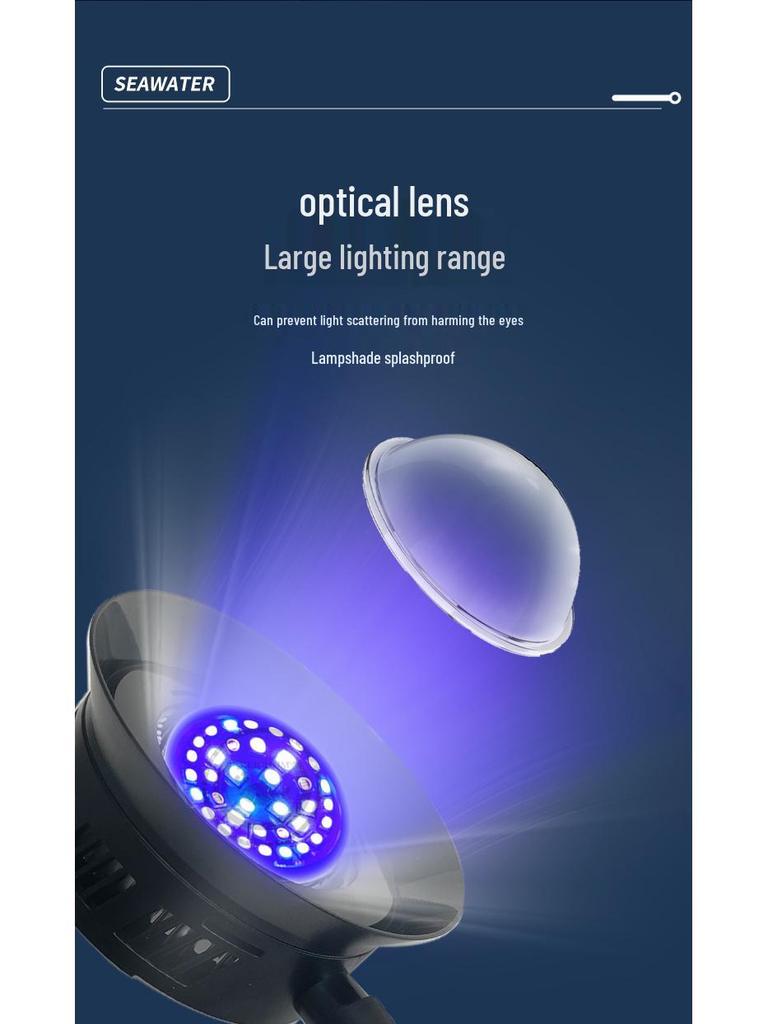 LED Marine Aquarium Light with Dimming and Timer for Saltwater Tanks, Clownfish & Coral, Blue/White Clip-on with Enhanced Blue Light