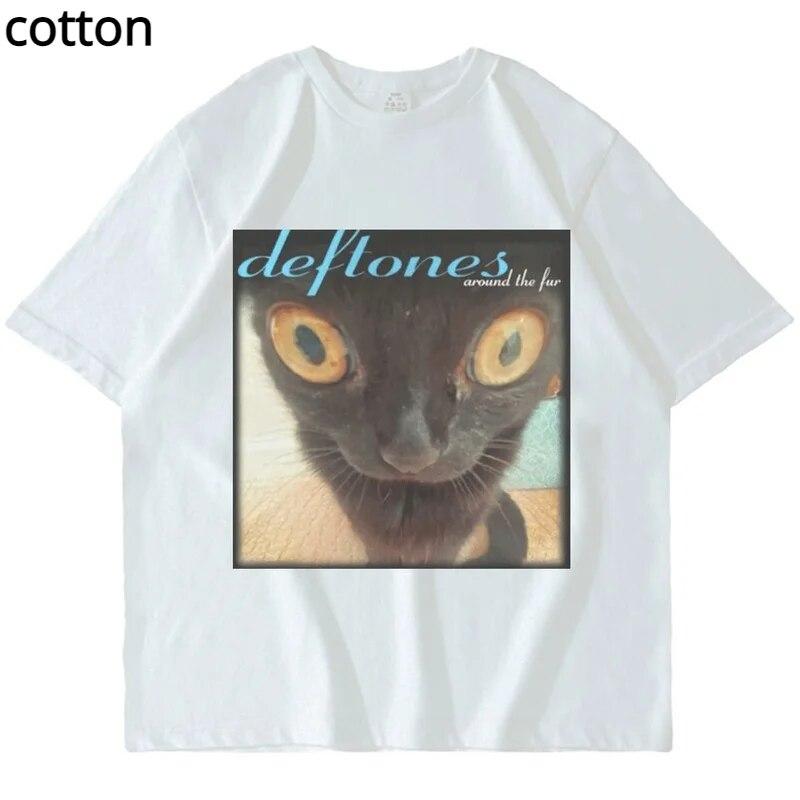 Deftones Around The Fur T-shirt unisex da donna Street Hip-hop Harajuku oversize maniche corte T-shirt in cotone nero alla moda