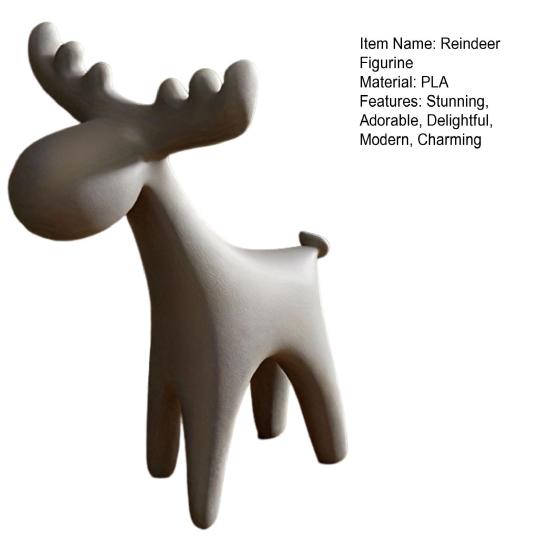 Reindeer Figurine 3D Printed Small Deer Statue Christmas Tabletop Ornament for TV Stand Shelf Wine Rack Cabinet Mantle Decoration