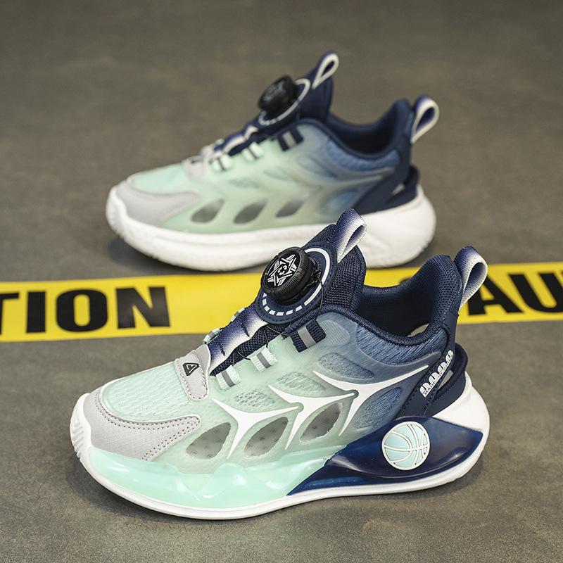 Classmates Boys Summer Single Mesh Breathable Soft Bottom Older Children Rotating Buckle Hollow Frame Shoes Children's Physical Education Sneakers